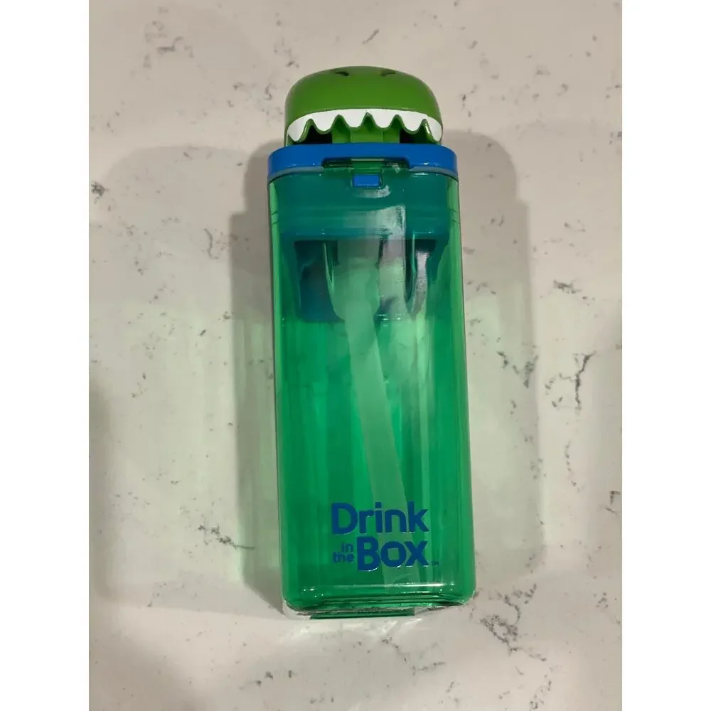 Precidio Drink in the Box Green Dino Reusable 8 oz Container New Without Tag